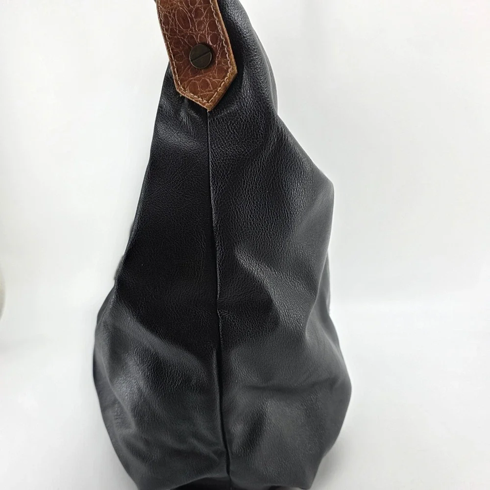 Vintage Capezio Hobo Shoulder Bag Bucket Black Leather 90s Slouchy Tote Grunge